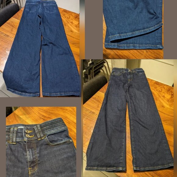 Frame - Triple Binding Slim Palazzo Jeans Flare Leg TBLSP291 Blue Fife: Size 26 - Picture 17 of 17